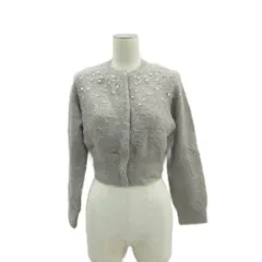 セルフォード CELFORD シャギーニットカーディガン クロップド丈 F グレー パール装飾 /SM10 ■ECD002