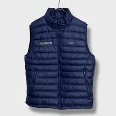 ☆patagonia☆パタゴニア☆ダウンベスト☆企業ロゴ☆アウトドア☆ネイビー☆L☆C26M