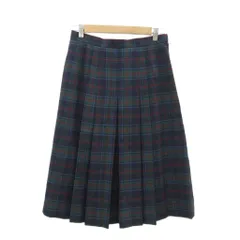 ダックス DAKS プリーツスカート ミモレ丈  紺 ネイビー チェック柄 /SM18 ■ECD002