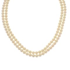 デザインジュエリー 2連 ペンダント ネックレス パール K14YG 14金 イエローゴールド レディース 上品 旅行【中古】【Aランク】