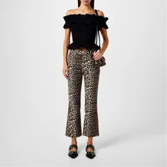 ガニー レディース ボトムス デニムパンツ クロップド ジーンズ GANNI Leopard Betzy Cropped Jeans Leopard アニマル