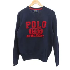 ポロ ラルフローレン POLO RALPH LAUREN ニット セーター XS 紺 ネイビー 長袖 クルーネック ロゴデザイン /YS31 ■ECD002