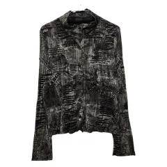 ヴィンテージ Y2K パンク シースルー ハイネック メッシュ カーディガン ブラウス