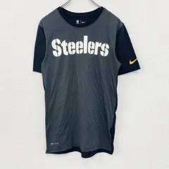 古着 used　NIKE ナイキ　半袖プリントTシャツ　カジュアル　バイカラー　Steelers　黒　グレー　レトロ　Sサイズ