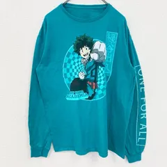 古着 used　僕のヒーローアカデミア　緑谷出久　長袖アニメプリントTシャツ　キャラクターデザインロンT　Lサイズ