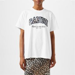ガニー レディース トップス Tシャツ グラフィック GANNI Graphic TShirt Bright White ホワイト