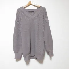 美品 Liesse リエス Vネック 長袖 ニット プルオーバー セーター グレー系 レディース 古着 中古 USED