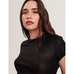 テッドベーカー レディース トップス Tシャツ スリムフィットール Ted Baker Womens Metallic Slim FitShirt Black ブラックのサムネイル