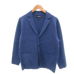 ランズエンド LANDS' END ニットジャケット コットン ストレッチニット メランジ M 青 ブルー 紺 ネイビー /YJ ■GY12