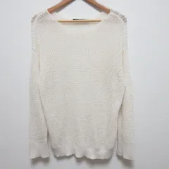 Liesse リエス ボートネックギマニット ロングスリーブ メッシュ プルオーバー カットソー A0156KSW204 ホワイト レディース 古着 中古 USEDのサムネイル