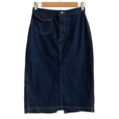 美品 POLO RALPH LAUREN ポロラルフローレン ストレッチ レザーパッチ バックスリット デニムスカート サイズS ブルー レディース 古着 中古 USED