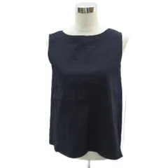 セオリーリュクス theory luxe カットソー 麻 リネン 38 紺 ネイビー ラウンドネック ノースリーブ /YS27 ■ECA002