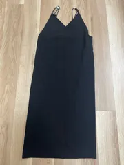 【226081】Adam et Rope' アダム エ ロペ  ノースリーブワンピース　ロング　紐　スリット入り　ポリエステル　クリーニング済　F  ・ ブラック