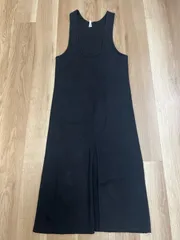 【226003】Adam et Rope' アダム エ ロペ  ノースリーブワンピース　ロング　コットン　スリット入り　クリーニング済　F  ・ ブラック