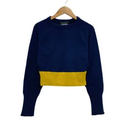 美品 CEDRIC CHARLIER セドリックシャルリエ ウール バイカラーニットセーター 38 ネイビー レディース 古着 中古 USEDのサムネイル