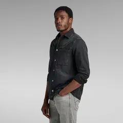ジースター メンズ トップス シャツ オックスフォード 長袖 G Star Mens One Pocket LongSleeve Oxford Shirt FADED MOONLEのサムネイル