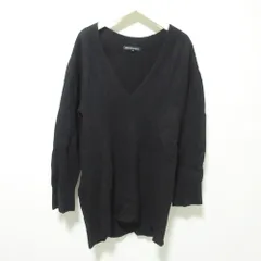 美品 21AW 23区 ニジュウサンク ボイルドウール 深Ｖネックニット セーター オーバーサイズ 38 ブラック レディース 古着 中古 USED