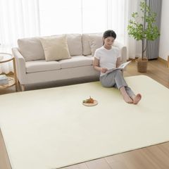 新品 Matdeco カーペット ラグ ラグマット滑り止め付 洗える 200×300cm 約4.5畳 絨毯 防ダニ 抗菌 防臭 オールシーズン快適に使用 床暖房 ホットカーペット対応 ふわふわ肌触り フランネルラグ 無地 アイボリー