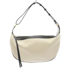 ザラ ZARA ショルダーバッグ キャンバス フェイクレザー 麻 リネン アイボリー 黒 ブラック 6020/410/719 /YT