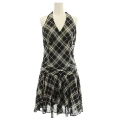 バーバリーブルーレーベル BURBERRY BLUE LABEL ノースリーブ ワンピース チェック柄 ミニ 36 黒 ブラック /☆G