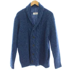 ノーリーズ Nolley's ジャケット ニット 上着 ウール L 青 ブルー ショールカラー ケーブル編み 長袖 /GG ■GY60