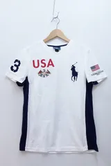 【224790】POLO RALPH LAUREN ラルフローレン  ビックポニー 刺繍 プリント 半袖Tシャツ Vネック レディース  M
