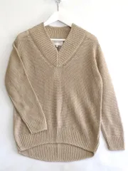 【225440】BEIGE, ベイジ  リネン×コットン　サマーセーター　ローゲージニット　Vネック　極小スパンコール  ・4 ベージュ