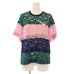 エムエスジーエム MSGM シャツ ブラウス プルオーバー 半袖 クルーネック ストレッチ レース 刺繍 40 マルチカラー /BBのサムネイル