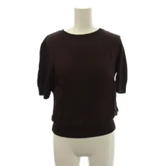 セオリー Theory シャツ ブラウス 絹 シルク S 茶 半袖 ラウンドネック 裾リブ /JP