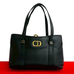 極 美品 Christian Dior ディオール ヴィンテージ CD ロゴ 金具 レザー 本革 ハンドバッグ ミニ トートバッグ ブラック 黒 38387