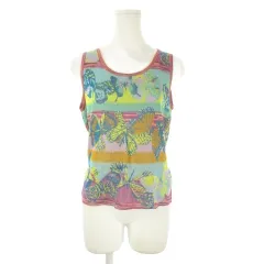 ミッソーニ MISSONI カットソー ニット ノースリーブ タンクトップ インターシャ バタフライ 緑 グリーン /CK36 ■GY99