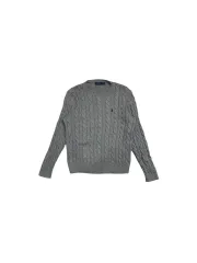 ポロラルフローレン ケーブルニット コットン クルーネックセーター グレー