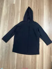 【224597】UNIQLO ユニクロ  469912 ブロックテックハーフコート　ナイロン100％　オーバーサイズ　フーディー　S  ・ ブラック