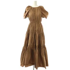 エイミーイストワール eimy istoire リボンポイントギャザーワンピース ロング 半袖 F ブラウン /HK ■OS