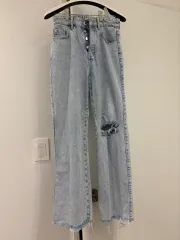 ZARA ザラ ダメージ デニム ズボン ライトブルー Sサイズ