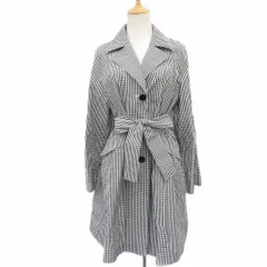 ハナエモリ HANAE MORI トレンチコート レインコート ロング丈 40 白 ホワイト 黒 ブラック ギンガムチェック柄 ベルト付き /MA3 ■ECC001のサムネイル