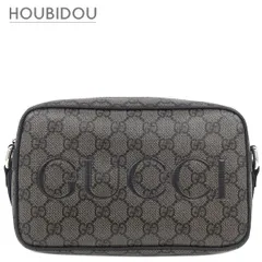 グッチ GUCCI ショルダーバッグ GGスプリーム メッセンジャーバッグ GGスプリームキャンバス レザー グレー×ブラック マットシルバー金具 PVCコーティング　  768391 【箱】【中古】
