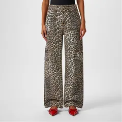 ガニー レディース ボトムス デニムパンツ デニム Ganni Angi Denim Ld44 Leopard アニマル