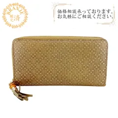 GUCCI グッチ 224253 バンブータッセル ディアマンテ  レザー 長財布 ゴールド レディース