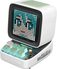 Divoom Ditoo Pro 可愛いスピーカー 15W 強化された低音 青軸キーボード RGBライト 音質高 Bluetooth/USB接続 PC用 microSDカード可 ピクセルアート 専用アプリ 12時間持ち 光沢塗装 (ホワイト)