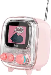 Divoom Tiivoo 2 ワイヤレススピーカー 強化された低音 レトロテレビ型 ピクセルアート 可愛い 小型 Bluetooth5.3/PC接続/MicroSDカード プレゼント (ピンク)