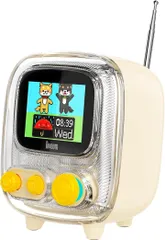Divoom Tiivoo 2 ワイヤレススピーカー 強化された低音 レトロテレビ型 ピクセルアート 可愛い 小型 Bluetooth5.3/PC接続/MicroSDカード プレゼント (ホワイト)