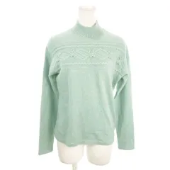 royal patou ニット セーター カシミヤ 緑 グリーン 長袖 ハイネック 編み込み模様 ポンポン装飾 /MN17 ■GY58