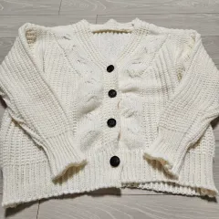 アイボリー ケーブル編み ニット カーディガン 55 新品