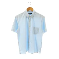 ドゥクラッセ DoCLASSE シャツ 半袖 前開き BD ボタンダウン コットン L 水色 /NR