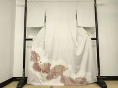 平和屋着物●色留袖　絞り　刺繍　道長草花文　金銀彩　正絹　逸品　AABH4592ck