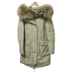 美品 WOOLRICH ウールリッチ ラクーンファー付き ダウンコート モッズコート S ベージュ レディース 古着 中古 USED