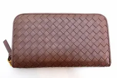 【227380】BOTTEGA VENETA ボッテガ ヴェネタ  イントレチャート ラウンドファスナー長財布 114076 ブラウン