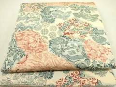 平和屋着物●アンティーク　大正ロマン　丸帯　風景人物花文　正絹　逸品　DABE1189op