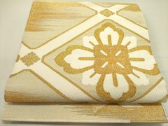 はなうさぎ様専用 袋帯 西陣織 夏帯 六通 立涌 花菱 白 お仕立て込み